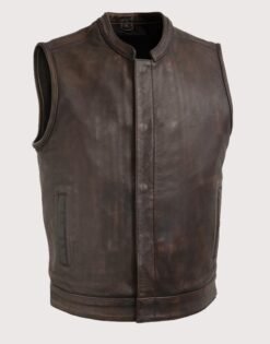 Men Club Style Leather Motorcycle Vest