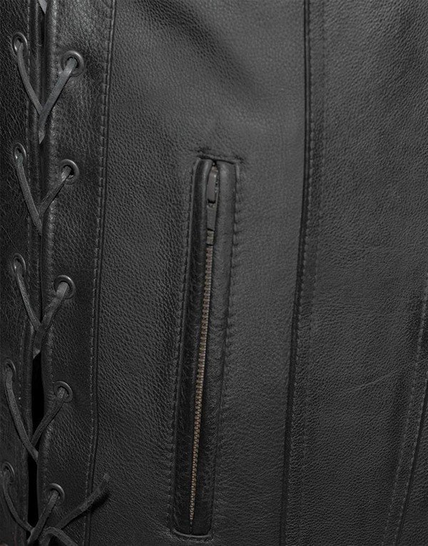 Men's Leather Motorcycle Vest In Club Style | MBV14 - Image 3