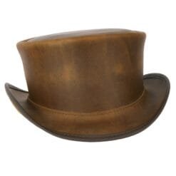 Alternative view of Marlow Burnt Honey Leather Top Hat – Vintage Victorian Style