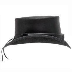 Alternative view of Pearl Concho Black Leather Top Hat – Victorian Western Style