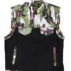 Men's Woodland Camo Diamond Quilted Leather Motorcycle Vest front, interior and back views