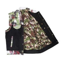 Alternative view of Men's Woodland Camo Diamond Quilted Leather Motorcycle Vest