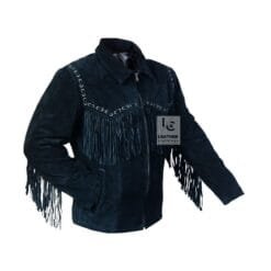 Men's Black Suede Leather Jacket - Cowboy Jacket MSBJ1B