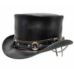 black leather top hat steampunk SR2 band