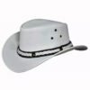 White leather cowboy hat with braided band and ventilation eyelets