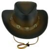 Dark brown leather cowboy hat with concho band and star centerpiece