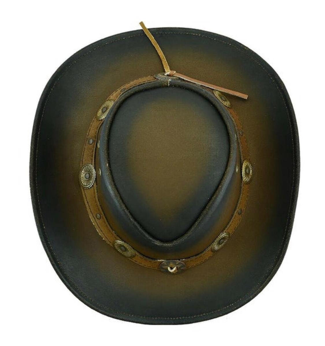 Western Cowboy Leather Hat Aussie Outback Concho Band, CBH9