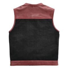 Alternative view of Men's Black & Burgundy Leather Motorcycle Vest with Paisley Lining