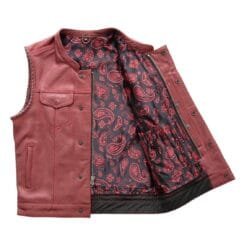 Alternative view of Hunt Club Quilted Maroon Leather Vest | MLV40