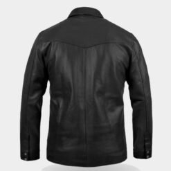 Alternative view of Men's Black Leather Snap Shirt with Steel Metal Buttons