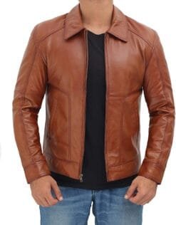 Classic Brown Leather Jacket Mens