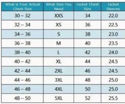 women overcoat size chart