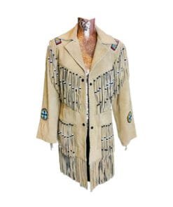 Women Native Indian Cowgirl Western Beige Suede Jacket, WSJ1