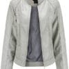 Women's Trendy Moto Short Fashion Leather Sheep Jacket Coat in Grey