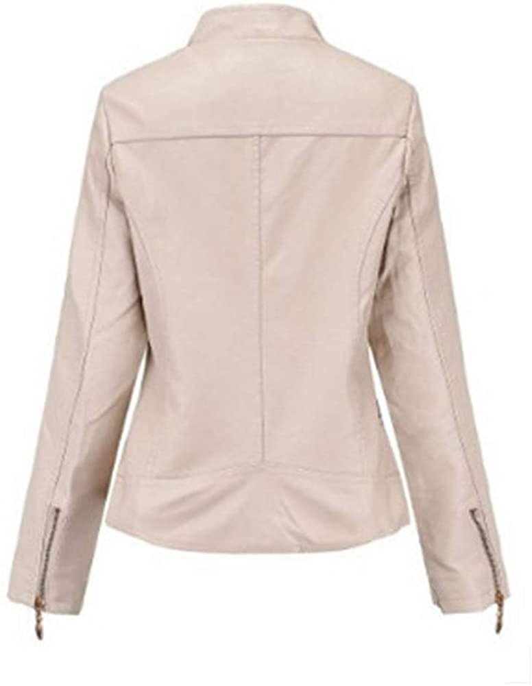 Trendy Off-White Women's Moto Short Fashion Leather Sheep Jacket Coat | WFJ210 - Image 2