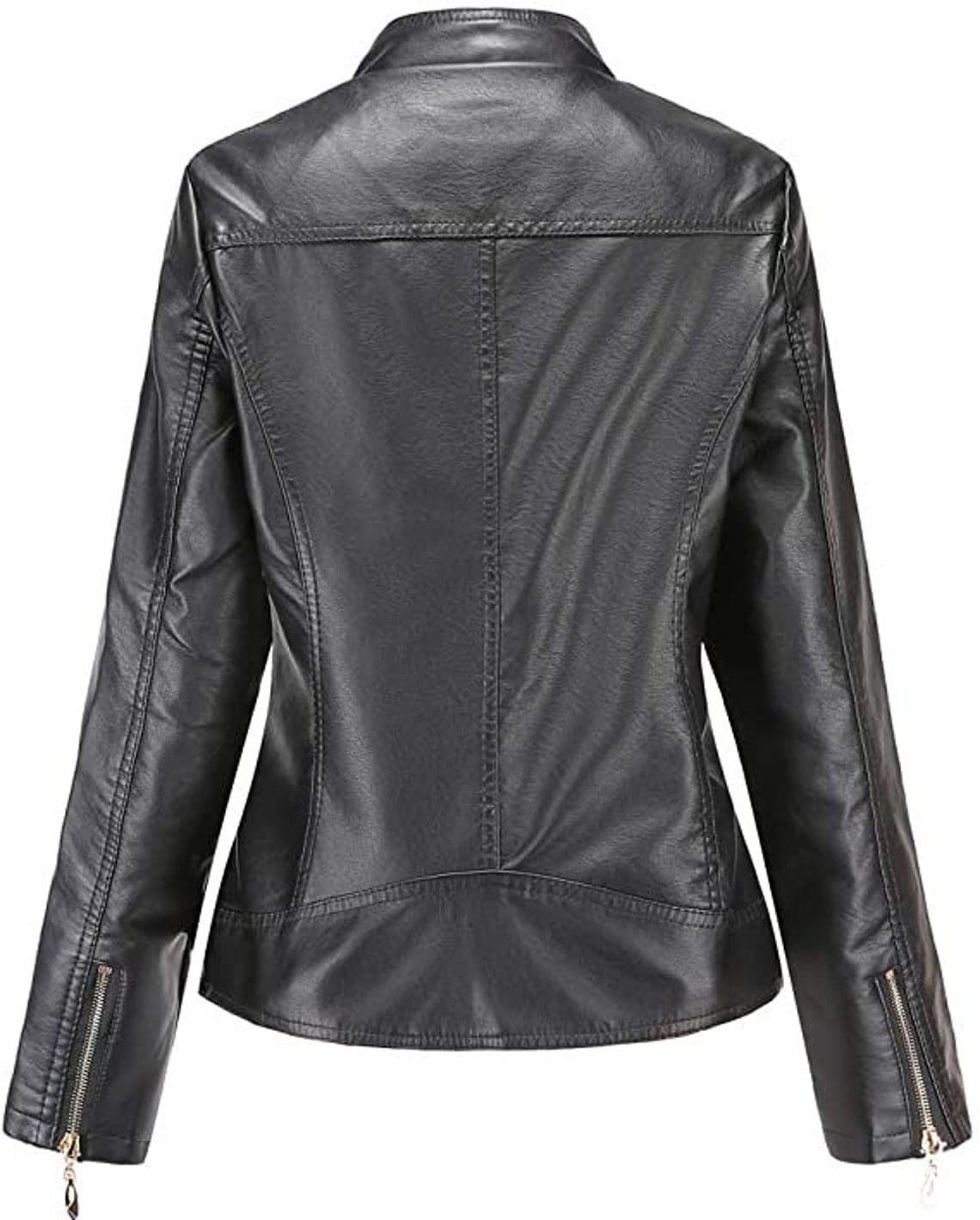 Trendy Moto Short Fashion Leather Sheep Jacket Coat in Black | WFJ206 - Image 3