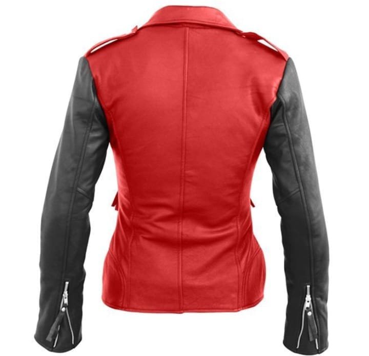 Trendy Genuine Sheep Leather Fashion Jacket In Red And Black Color | WFJ204 - Image 2