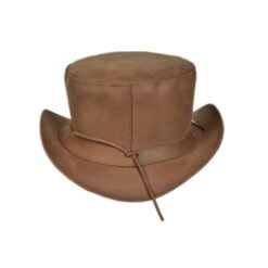 Bromley Light Brown Leather Top Hat With Carriage Band