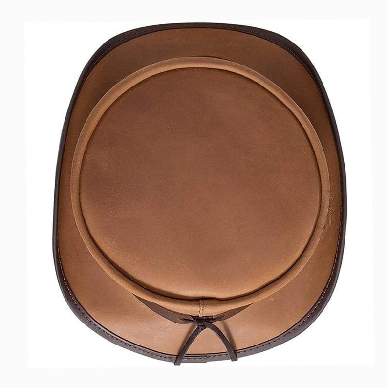 Marlow Brown Leather Top Hat with Feather Accent – Victorian Western Style - Image 4