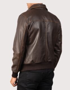 Alternative view of Aaron Brown Leather Bomber Jacket