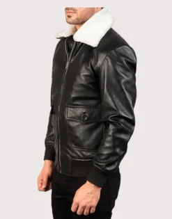 Airin G-1 White Fur Leather Bomber Jacket