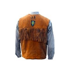 Western Cowboy Suede Vest With Fringes And Beads
