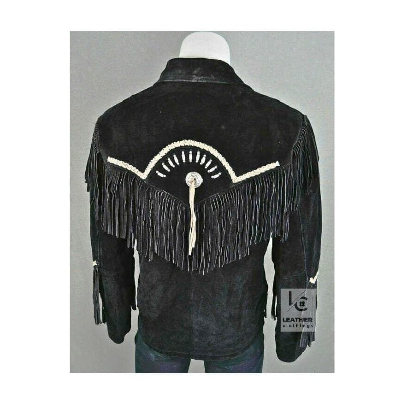 Superior Black Cowboy Suede Leather Jacket for Men MJ1020133