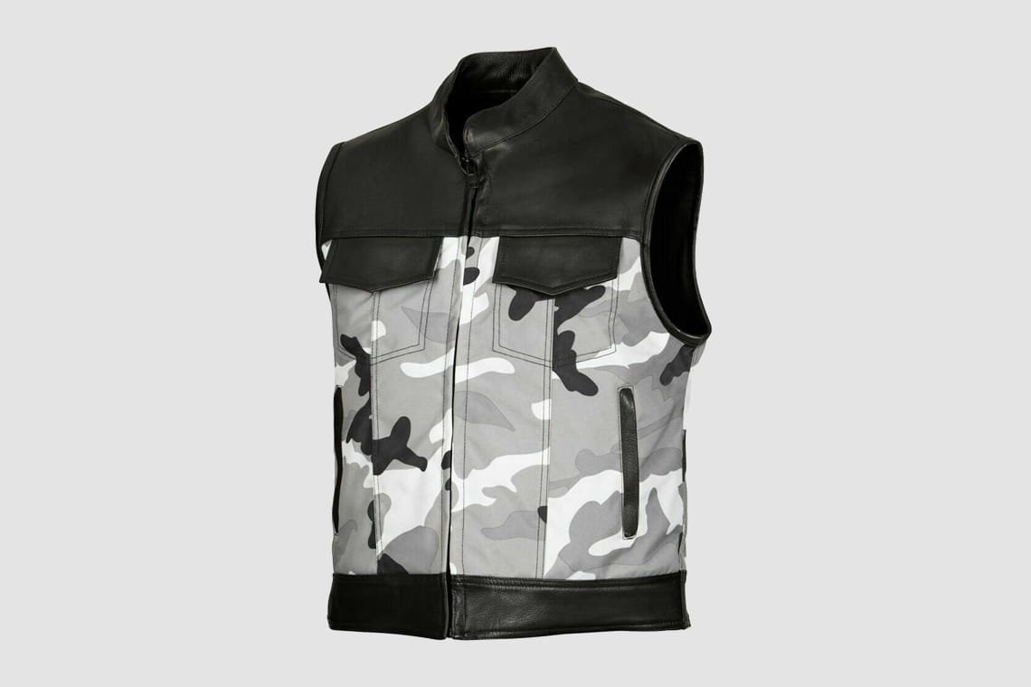 Men's camouflage leather vest