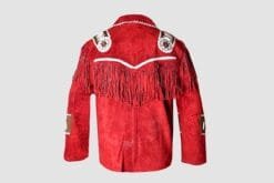 Alternative view of Men's Crimson Frontier Cowhide Suede Fringe Jacket with Concho Accents