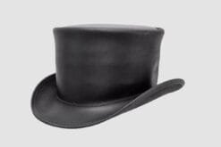 Alternative view of Heritage Black Leather Top Hat – Unbanded Style