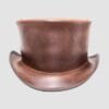 Brown leather top hat with unbanded design and classic frontier styling