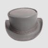 Gray leather top hat with matching band and classic Victorian-inspired design