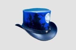 Alternative view of Midnight Wolf Moon Leather Top Hat – Gothic Fantasy Style
