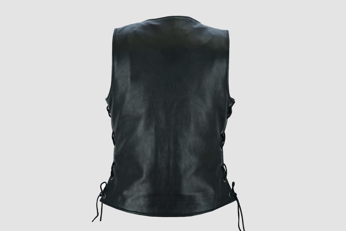 Leather Motorcycle Vest For Woman, WBV9 - Image 3