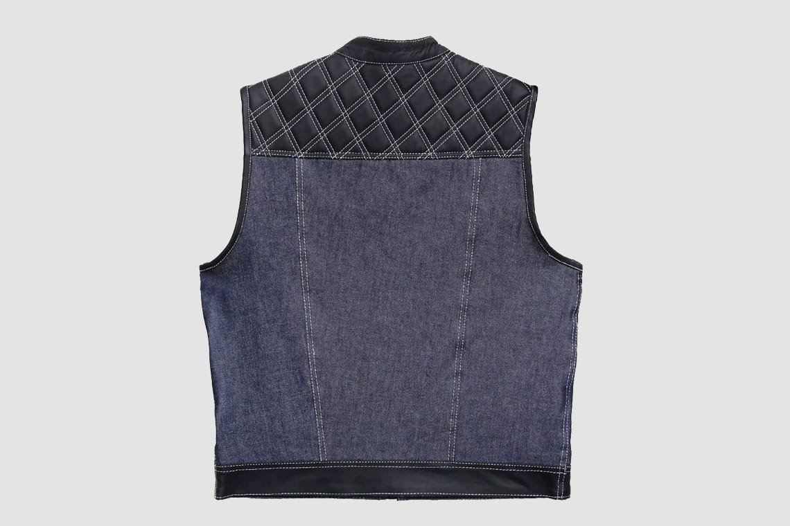 Leather Denim Motorcycle Vest for Men - Raven Ridge - Image 3