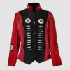 Women's Red Black Suede Military Style Cowgirl Jacket with Native American Fringes & Beads | WSMJ103B