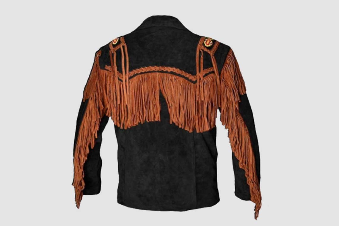 Men's Midnight Canyon Black Suede Fringe Jacket with Contrast Western Yoke - Image 2