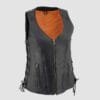 Women's Motorcycle Leather Vest With Side Laces