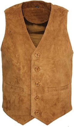 Brown Suede Vest With V-Neck Biker Vest Motorcycle Vest, SUV11