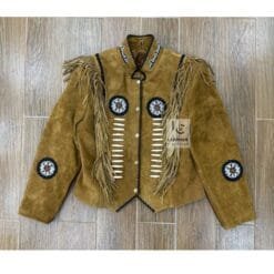 Cowgirl Military Style Brown Suede Coat Jacket WSMJ4