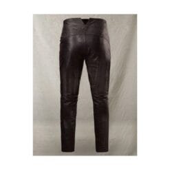 Men Black Leather Pant With Buckle Belts MLP1