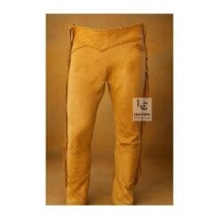 Men Cowboy Western Pant Brown Suede Fringes Pant MSP19