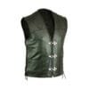 Men's Medieval Leather Vest with Toggle Closures crafted from genuine black leather