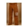 Men's rust brown suede fringe pants with high-rise Western waistband and full-length side fringe