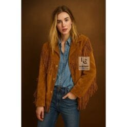 women’s brown suede fringe jacket