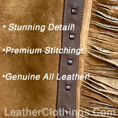 Men Brown Suede Chap With Fringes Cowboy Chap leggings, MSCH2