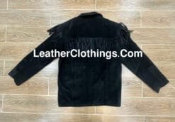 Men's Cowboy Black Suede Jacket With Fringes, MSBJ1B3 1
