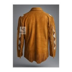 Brown Suede Shirt With Fringes & Beads