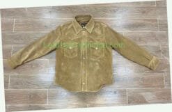 Men's Tan Suede Snap Shirt with Steel Metal Buttons