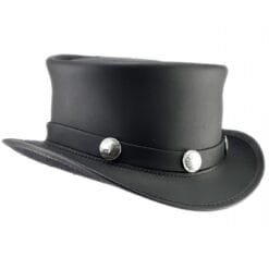 El Dorado Black Leather Top Hat Buffalo Nickel Band, TH104F